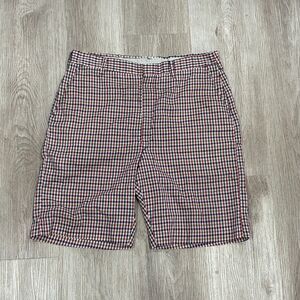 RARE Vtg 60s Hall-Prest Walking Shorts Red White Blue Plaid Waldes Zip Men Sz 31